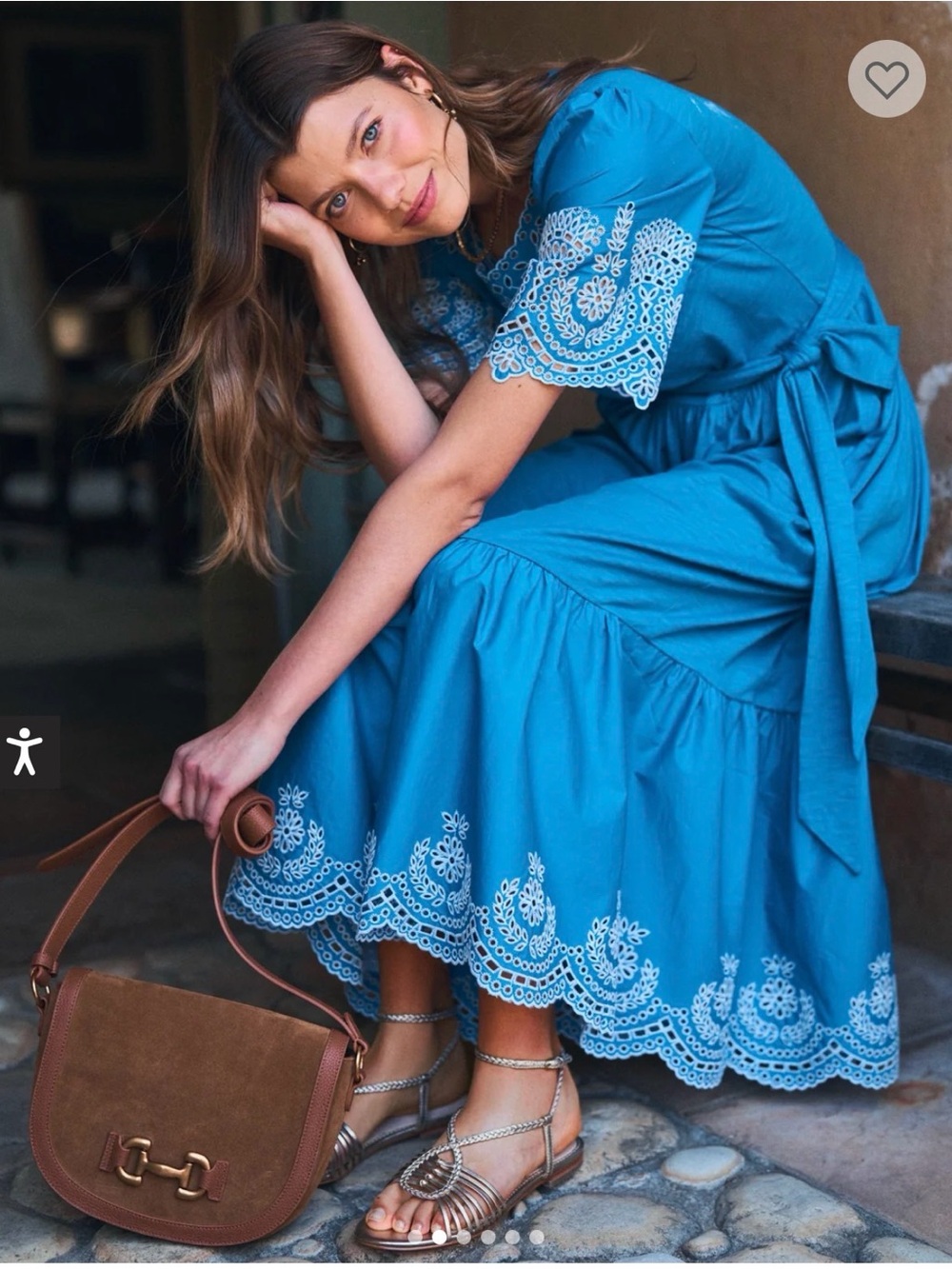 Boden Royal Blue Embroidered Tiered Maxi Dress - Picture 3 of 6